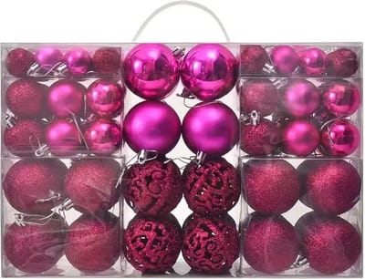 Livano Kerstballen - Kerstversiering - Plastic - Roze - Kerstballenset - 100 stuks