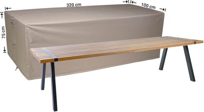 Raffles Covers Beschermhoes tuintafel - 320 x 100 H: 75 cm - RT320 - Waterdicht - Ademend - UV-bestendig - Elastisch rijgkoord - Beschermhoes tuinmeubelen