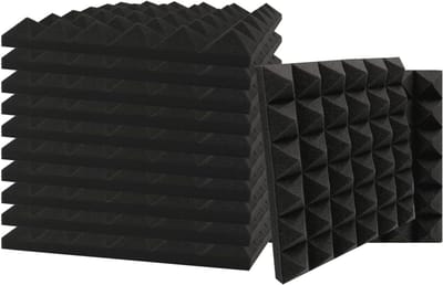 Akoestische Schuimpanelen 12 Pack - Geluidsisolatie voor Thuisstudio - 30cm x 30cm x 2.5cm - Zwart