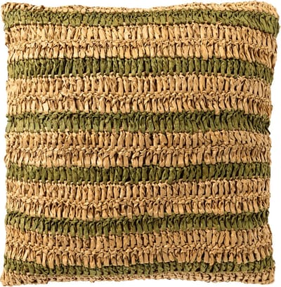 Dutch Decor ANTONY - kussenhoes 45x45 cm - strepen van raffia - Olive Branch - groen, bruin - met rits - zonder binnenkussen