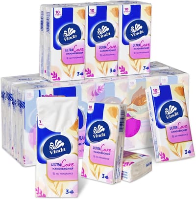 Zakdoekjes 3-laags reisformaat - zacht en absorberend (300 weefsels, 30 porties)