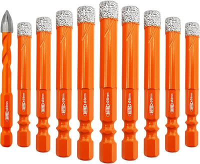 Tegelboor Set - Diamantboor Steekneuzen - Gaten Boren - Vacuüm Gesoldeerd - 10 Stuks - Oranje