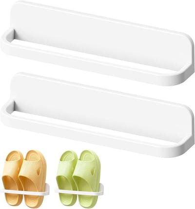 Famanu - Schoenenrek, wandgemonteerde schoenenhouder, zonder boren, kunststof, schoenenopslag, hangrek, schoenenorganizer, opbergrek voor deur, badkamer, hal en keuken, 2 stuks