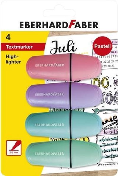 Eberhard Faber markeerstiften - mini - 4 stuks - pastel kleuren - EF-551494