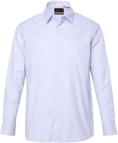 JP 1880 - Heren - zakelijk overhemd met ruiten business lange mouwen kentkraag - Grijsblauw - Maat 3XL
