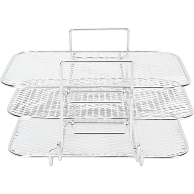 3-Laags Frituurmand 304 Roestvrij Staal Dehydrator Rek Multi-Laags Grill Rek Vaatwasserbestendig L(for 6.5-9kg) white
