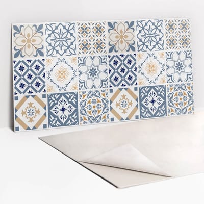 Tulup PVC Wandpaneel - Ornamentaal Mozaïek Vinyl Wandpaneel - 100 x 50 cm - Blauw Wandbekleding Vinyl - 1 stuk - Boheems Wandpaneel - PVC Wandpaneel - Plaktegels Keuken en Badkamer