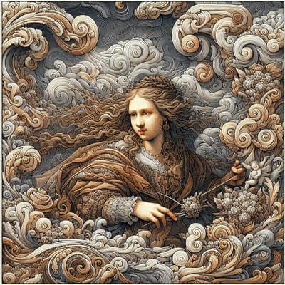 Doodle rembrandt schilderij | Rembrandt's Doodled Masterpiece: A Twist of Artistic Ingenuity | Kunst - 30x30 centimeter op Canvas | Foto op Canvas