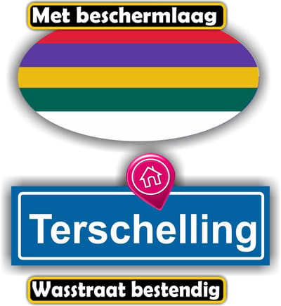 Jerma - Terschelling - Auto - Sticker - set 2 - Ovaal 13x7 cm - rechthoek 13x6 cm - Weerbestendig