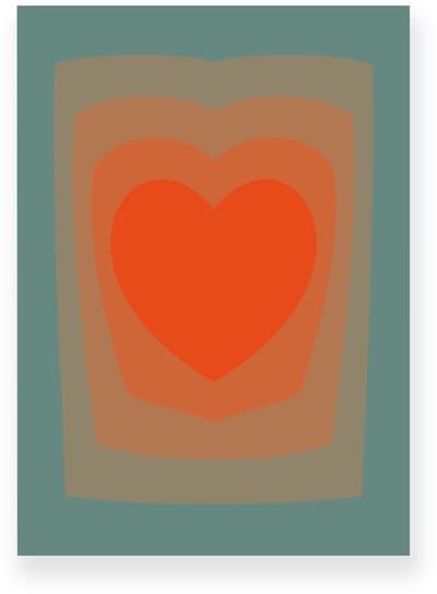 Poster 20x30 cm - Abstracte Kleurovergang - Hart - Groen - Oranje - Vintage - Op-Art - Muurdecoratie - Wanddecoratie