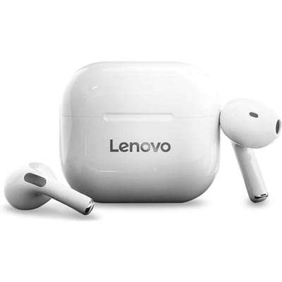 Lenovo LP40 – écouteurs BT sans fil, écouteurs de sport semi-intra-auriculaires avec bobine mobile de 13 mm No earphone cover blanc