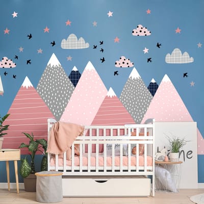 Kinderstickers met Scandinavische bergen van Marika, 120 x 180 cm