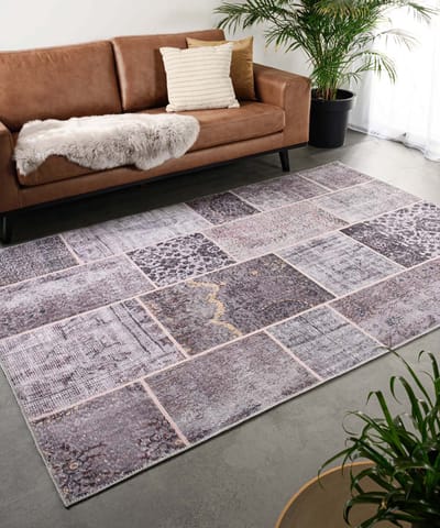 Patchwork vloerkleed - Fade Heritage taupe 76x150 cm