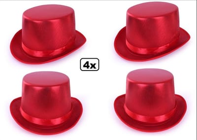 4x Hoge hoed metallic rood