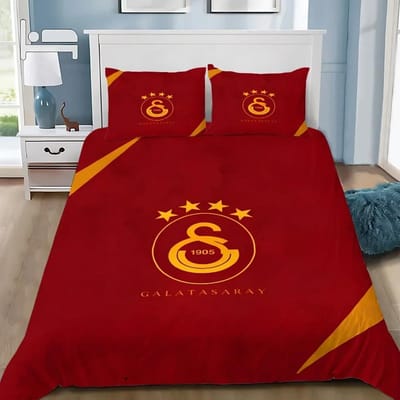 Ensemble de literie Galatasaray imprimé en 3D, Housse de couette et taies d'oreiller avec logo de club de football pour adulte, fille, garçon, cadeau, cadeau d'anniversaire 100x135cm