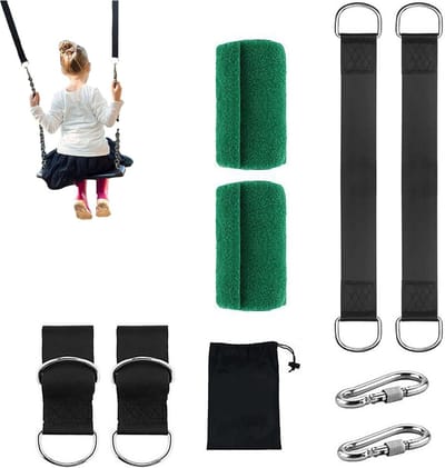 Schommelband Set - Hangmatbanden - Buiten Ontspannen - Waterdicht Polyester - 1000 kg Draagkracht - Zwart