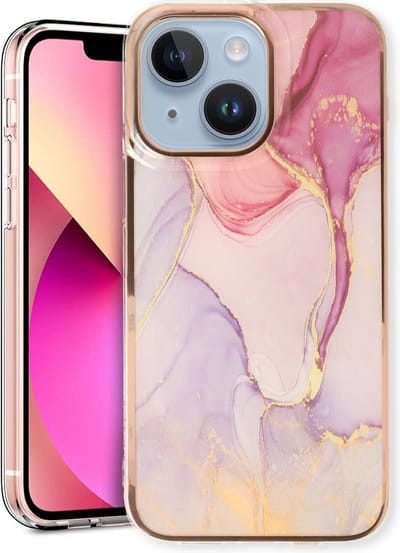 Casemania Hoesje Geschikt voor Apple iPhone 14 Plus - Nova - Siliconen Marmer Back Cover