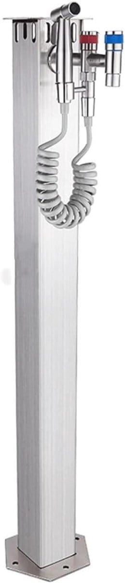 Waterkolom Kraan - Buiten Tap - Tuin Water Geven - Vrijstaande Slang Stand - 96 cm Hoog - Zilverkleurig