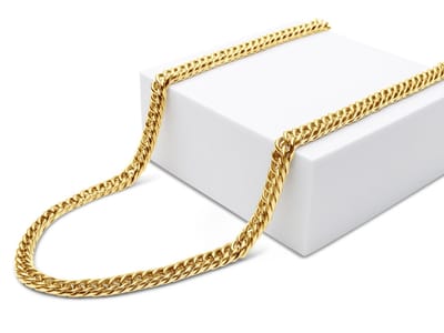 Stalen Heren Ketting Goud Kleurig - 8mm / 60cm - Staal - Stalen Kettingen Man - Papa Cadeau Voor Mannen - Vaderdag