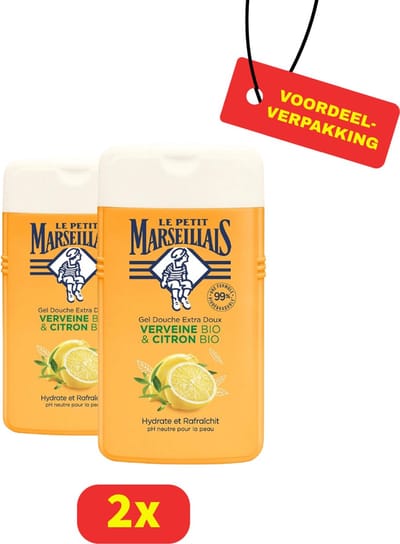 Le Petit Marseillais Douchegel - Biologisch - Ijzerkruid en Citroen - 2 x 250ml - Voordeelverpakkking