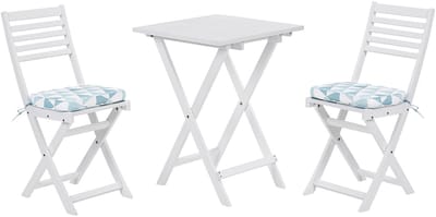 FIJI - Bistroset voor 2 - Wit /Blauw - Acaciahout
