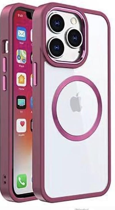 Cityhoesje - iPhone 15 Pro - Backcover hoesje - Magsafe - Transparant - Rood