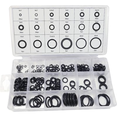 225 Stuks Rubber O-ringen Assortiment Metrisch Waterdichte Afdichtring Set NBR Onderlegring Kit Zwart gray