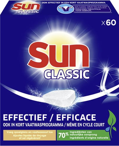 Sun Classic Vaatwastabletten - 1 x 60 vaatwastabletten - Voordeelverpakking