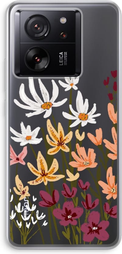 Case Company® - Hoesje geschikt voor Xiaomi 13T Pro hoesje - Painted wildflowers - Soft Cover Telefoonhoesje - Bescherming aan alle Kanten en Schermrand