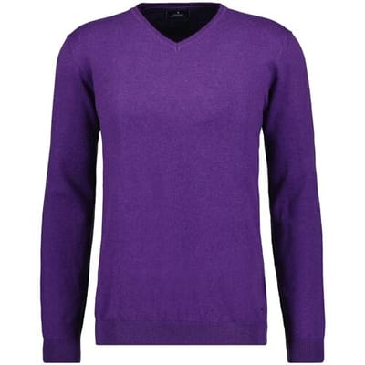 Ragman Trui V-Neck Supersoft Cotton Cashmere Knitted Elbow Patches Paars / male