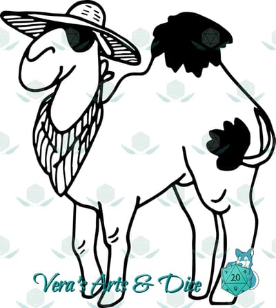 Strand Dromedaris Sticker - Dieren in het Dagelijks Leven | Vera's Arts & Dice | Schattige Stickers - Handgemaakte Stickers - Journaling - Bullet Journal - Scrapbooking - Leuke Stickers - Laptop Sticker - Telefoon Sticker | Kameelachtige Camelus