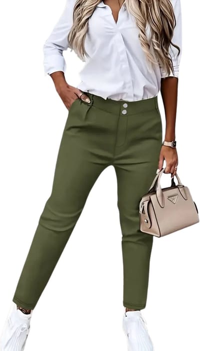 Livano Pantalon Dames - Chino - Golfbroek - Nette Broek - Met Elastische Tailleband - Volwassenen - Groen - S