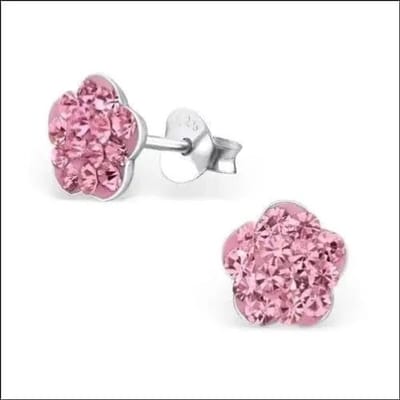 Aramat Jewels | Oorbellen | Zilveren Bloem Oorbellen Roze Kristal – 8mm 925 Zilver | | | |8mm | Zilver | Kinderen, Volwassenen | Verkleurd niet