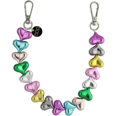 123watches Telefoonkoord Heart - veelkleurig - zilver - Geschikt voor iPhone en andere smartphones