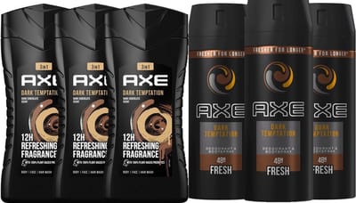 AXE Dark Temptation 3x Deo 150ml & 3x Douchegel 250ml MIX