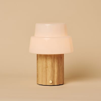 Tavellio Laurent Oplaadbare Tafellamp – H20 – Hout en Glas – Donkerbruin
