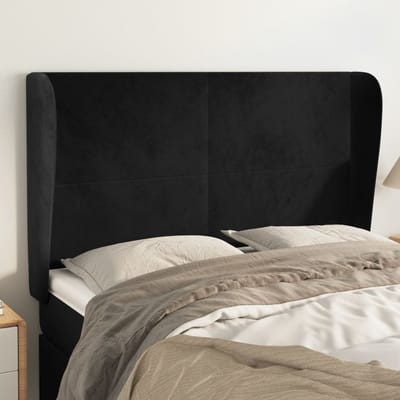 vidaXL - Hoofdbord - met - randen - 147x23x118/128 - cm - fluweel - zwart