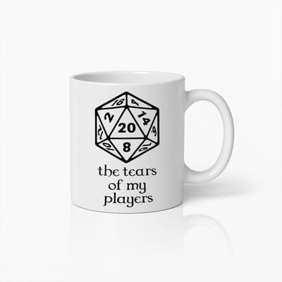 Grappige D20 Dobbelsteen “The Tears of My Players” Witte Mok 330 ml – RPG & DnD Koffiemok – Perfect Cadeau voor Gamers & Dungeon Masters