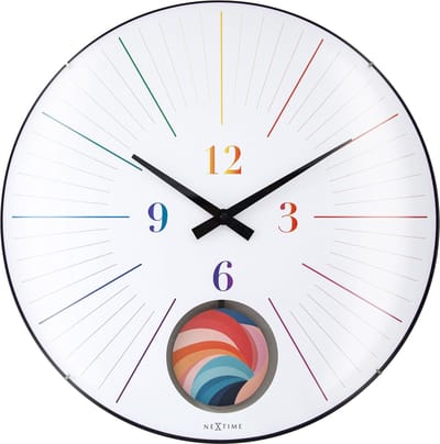 Grote Wandklok 50cm met Bolle Glas Lens - Stil - Pendulum - Meerkleurig - NeXtime 'Duomo 50 Pendulum'