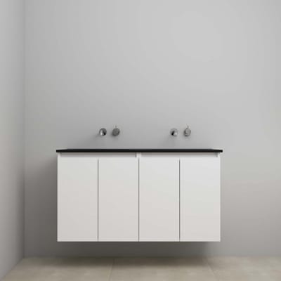 On-Line Onderkast - 120 cm - Bouwpakket - Greeploze Ladestructuur - Acryl Wastafel - zonder Kraangat - Hoogglans Wit