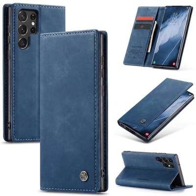 Casemania Hoesje Geschikt voor Samsung Galaxy S26 Ultra - Navy Blue - Dunne Portemonnee Book Case - Slim Wallet Case met Pasjeshouder