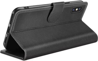 Zanae, Hoesje geschikt voor iPhone XS Max - Wallet Case met Stand & Magneetsluiting, Zwart