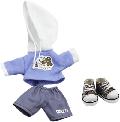 Kleding Set voor 1/12 BJD Pop: Hoodie, Korte Broek en Canvas Schoenen - Accessoires voor 11cm Doll