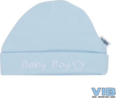 VIB® - Muts rond - Baby Boy (Blauw) - Babykleertjes - baby muts - baby muts newborn - baby mutsje - baby cadeau - kraam cadeau - baby aankodiging