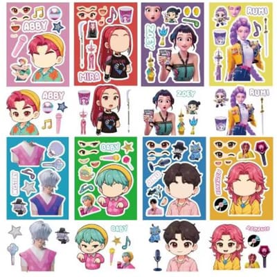8/18/78 Stuks Anime KPop Demon Hunters Sticker Speelgoed Derpys Tijger Rumi Mira Zoey Sussy Scrapbooking Telefoon Waterbestendig Decal Stickers gray