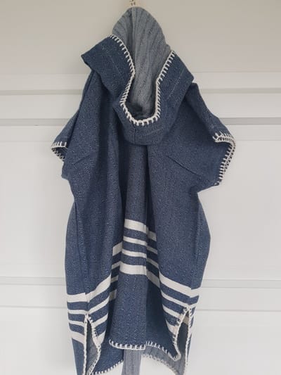 Kinder Strandponcho Hamam Navy - 4-5 jaar - - jongens/meisjes/unisex pasvorm - poncho handdoek voor kinderen met capuchon - zwemponcho - badcape - badponcho