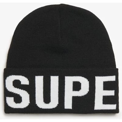 Superdry Gebreide Beanie met Merkdetails Zwart Grootte: 1SIZE