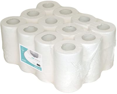 Mini Papierrol 1-laags Cellulose Wit voor Poetsdoeken en Reiniging
