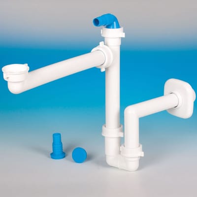 SOTECH plaatsbesparende sifon met toestelaansluiting, 32 - 40 mm, wit, plaatsbesparende sifon, afvoergarnituur voor keuken en badkamer