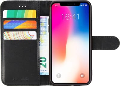 Hoesje Geschikt voor Apple iPhone 6/6S plus RV Super Wallet case/ book case/hoesje met pasjeshouder hoge kwaliteit + gratis protector kleur Zwart